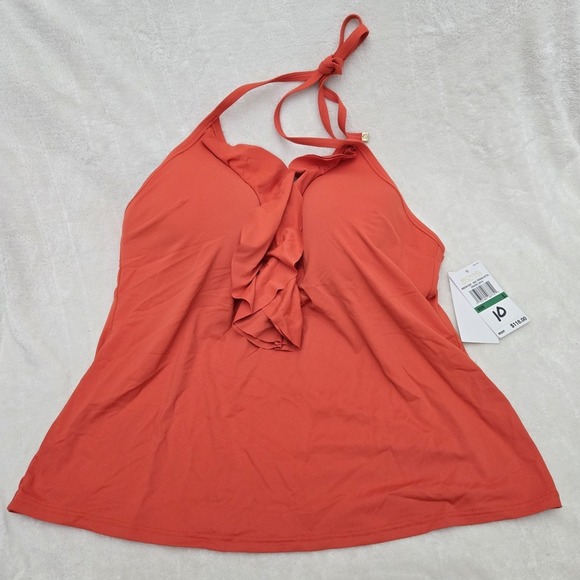 Michael  Kors 2 Pc Swimsuit Terracotta Cruise 2019 Size L Ruffled Coastal Beach - Picture 2 of 13